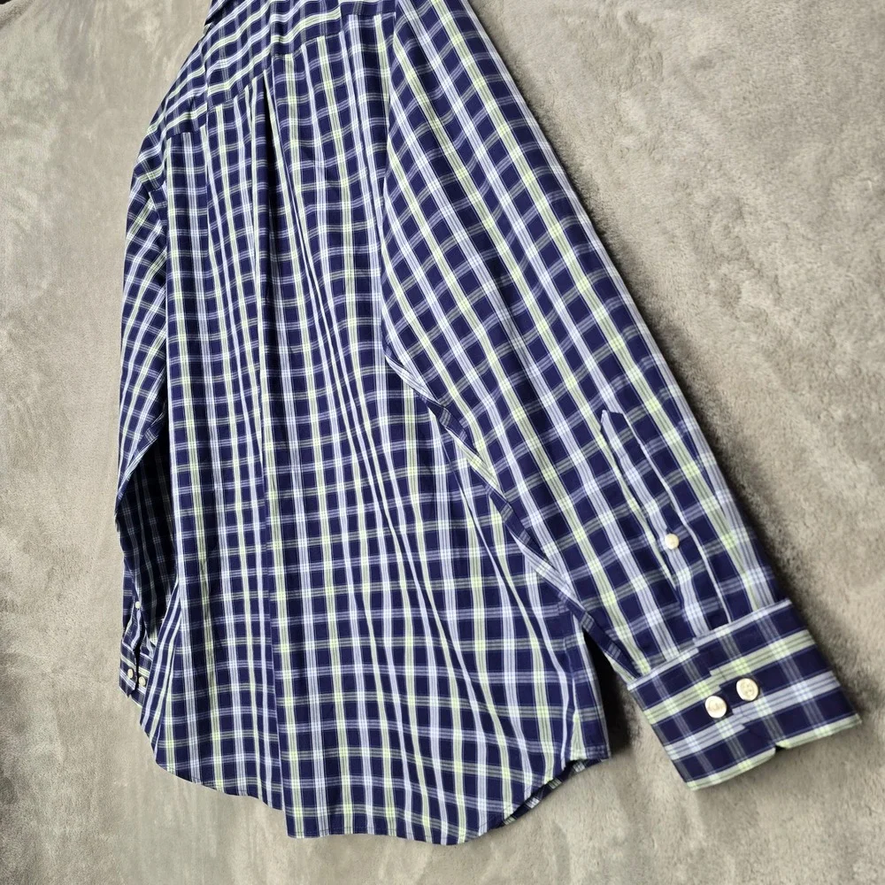 Banana Republic Mens Non Iron Slim Fit‎ Plaid Dress Shirt XXL Career Office Prep